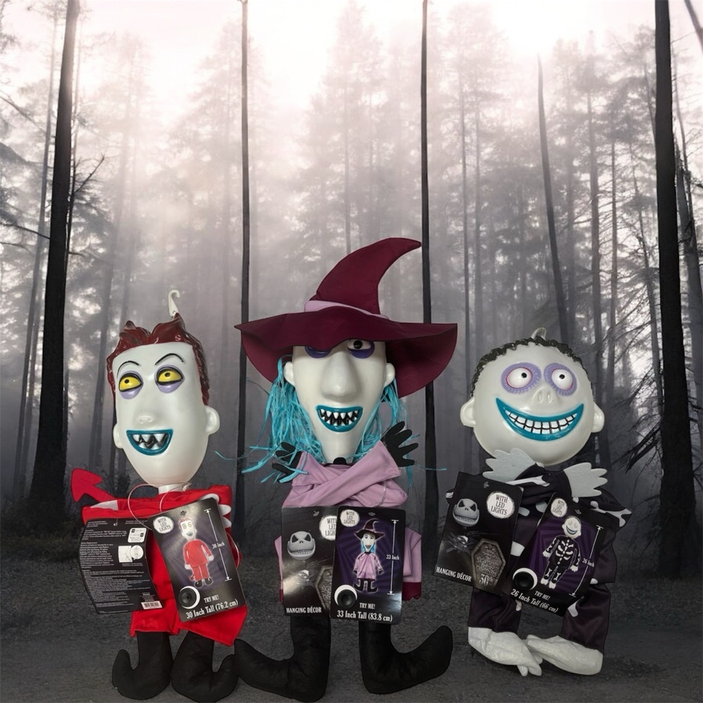 Nightmare Before Christmas NBC Hanging Lock Shock Barrel Light Up Decor Set New